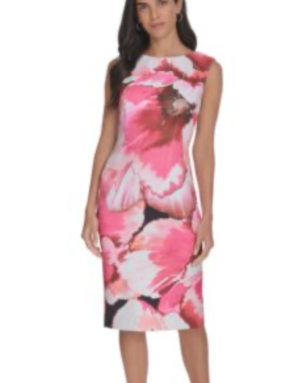Calvin Klein Pink Floral Midi Sheath Dress